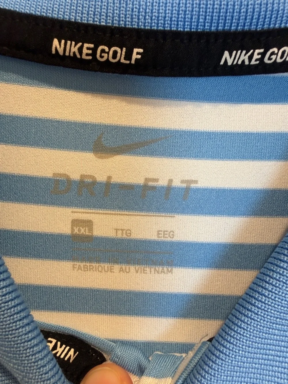 Nike Men’s Blue & White Striped Polo Shirt
